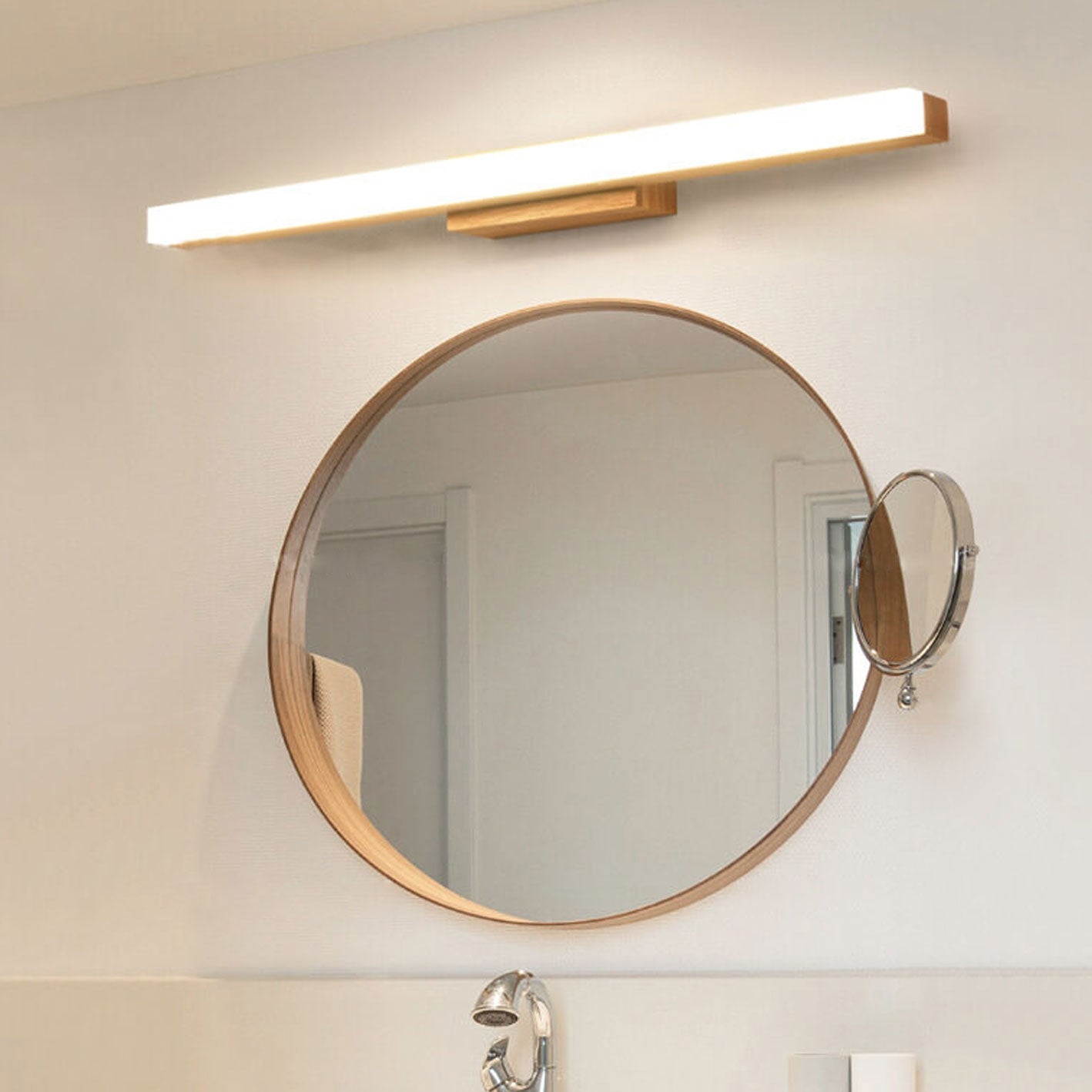 Nordic Minimalist Wooden LED Wall Sconce Lamp – Modern Bathroom and Living Room Wall Light with Energy-Efficient Design 12