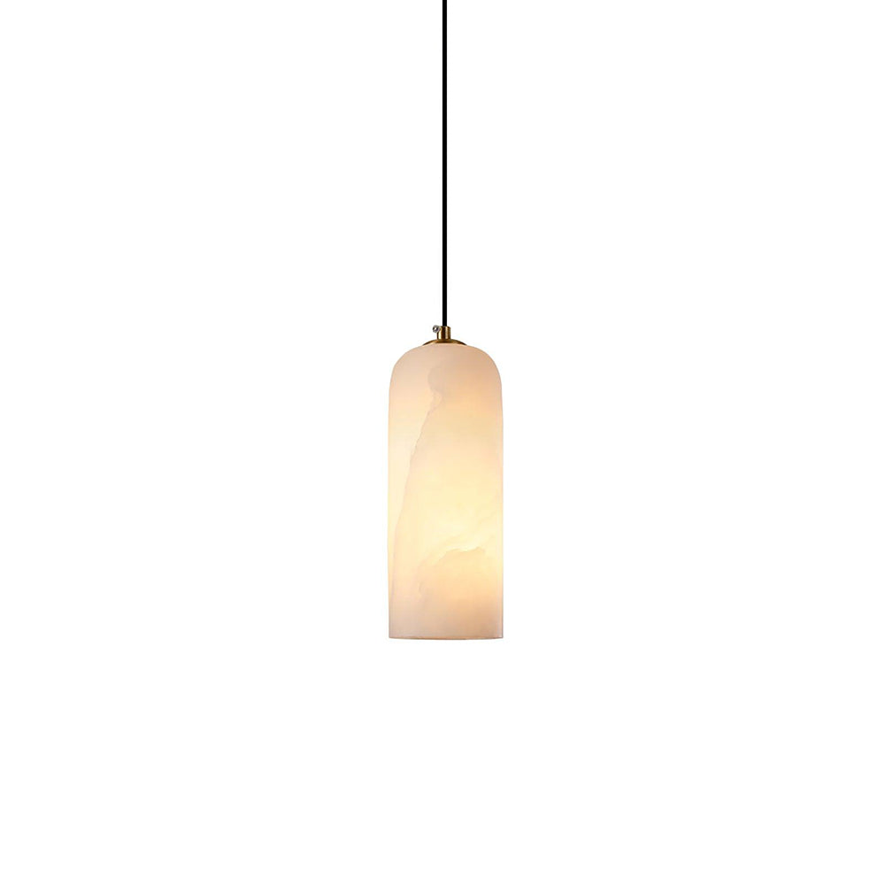Nordic Modern Pendant Light with Alabaster Shade and Brass Details for Kitchen Island Lighting 0