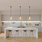 Nordic Modern Pendant Light with Alabaster Shade and Brass Details for Kitchen Island Lighting 1
