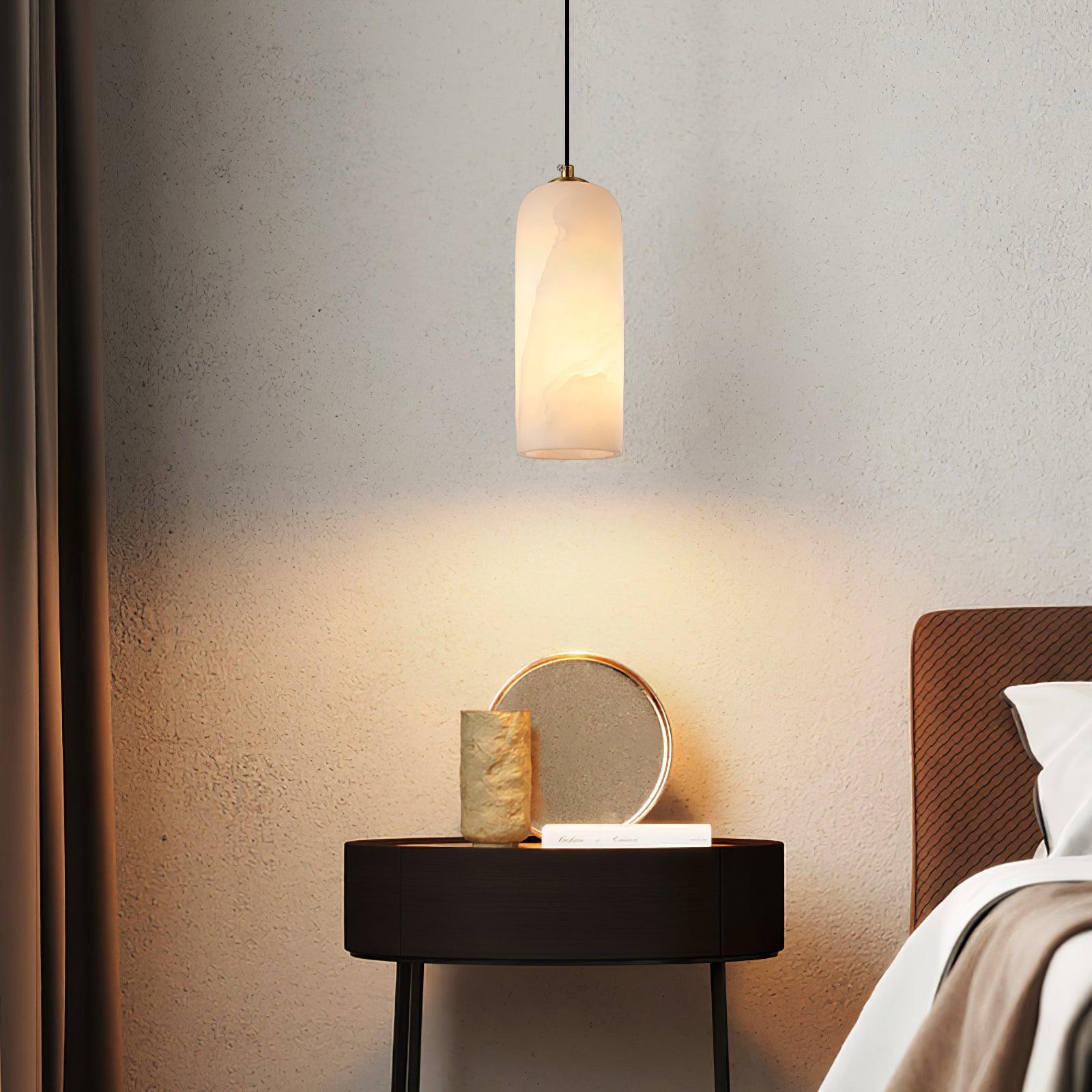 Nordic Modern Pendant Light with Alabaster Shade and Brass Details for Kitchen Island Lighting 6