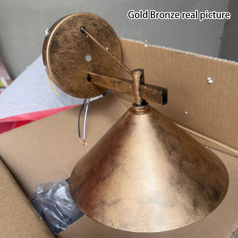 Nordic Outdoor Wall Lantern – Waterproof Iron Geometric Cone Design for Garden and Patio Lighting 7