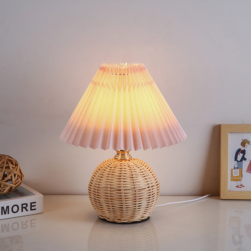 Nordic Rattan Fabric LED Table Lamp with Dimmable Color Temperature – Stylish Bedside or Desk Lamp 10