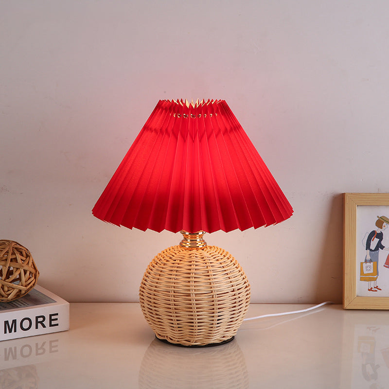 Nordic Rattan Fabric LED Table Lamp with Dimmable Color Temperature – Stylish Bedside or Desk Lamp 2