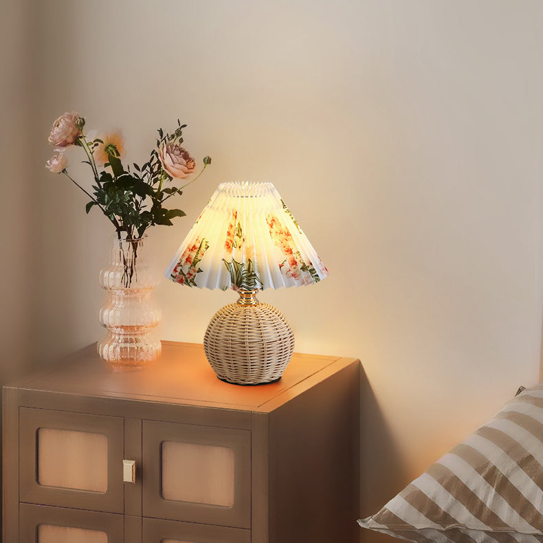 Nordic Rattan Fabric LED Table Lamp with Dimmable Color Temperature – Stylish Bedside or Desk Lamp 3