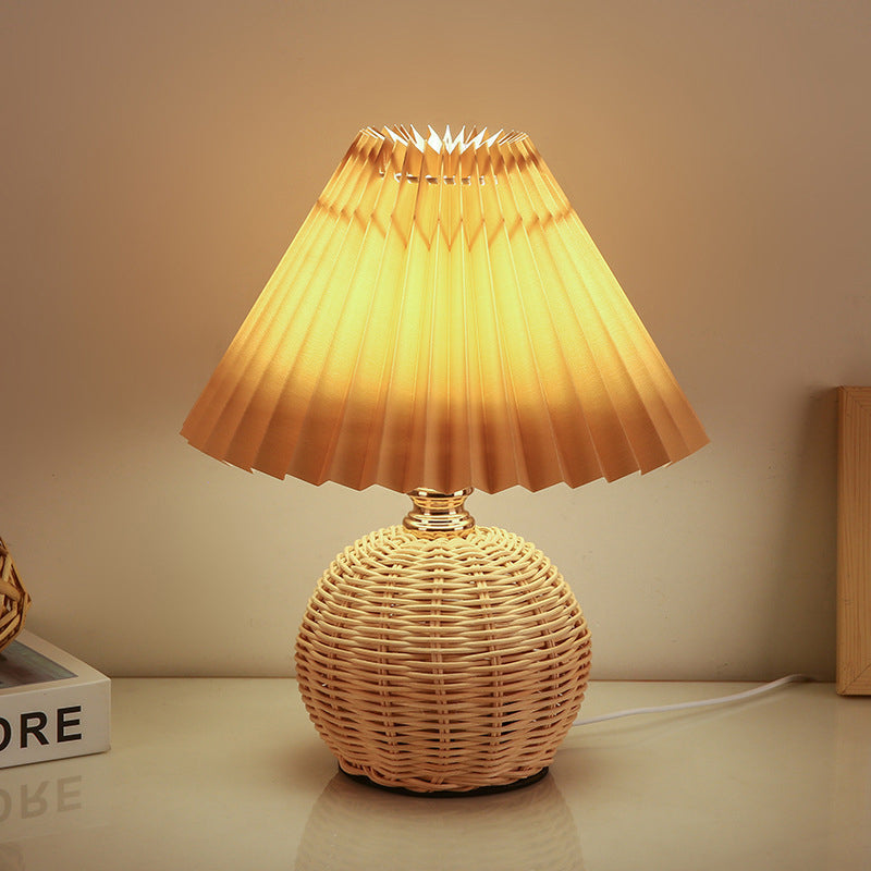 Nordic Rattan Fabric LED Table Lamp with Dimmable Color Temperature – Stylish Bedside or Desk Lamp 5