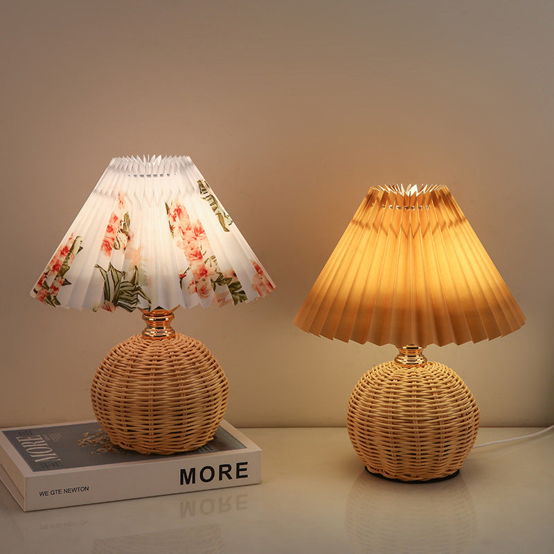 Nordic Rattan Fabric LED Table Lamp with Dimmable Color Temperature – Stylish Bedside or Desk Lamp 8