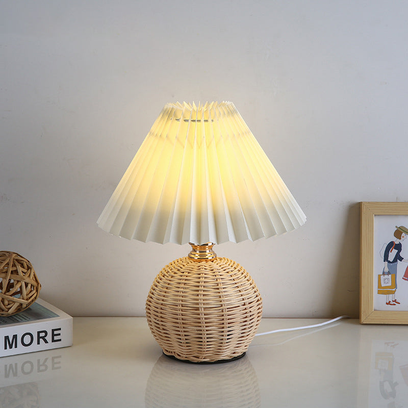 Nordic Rattan Fabric LED Table Lamp with Dimmable Color Temperature – Stylish Bedside or Desk Lamp 9