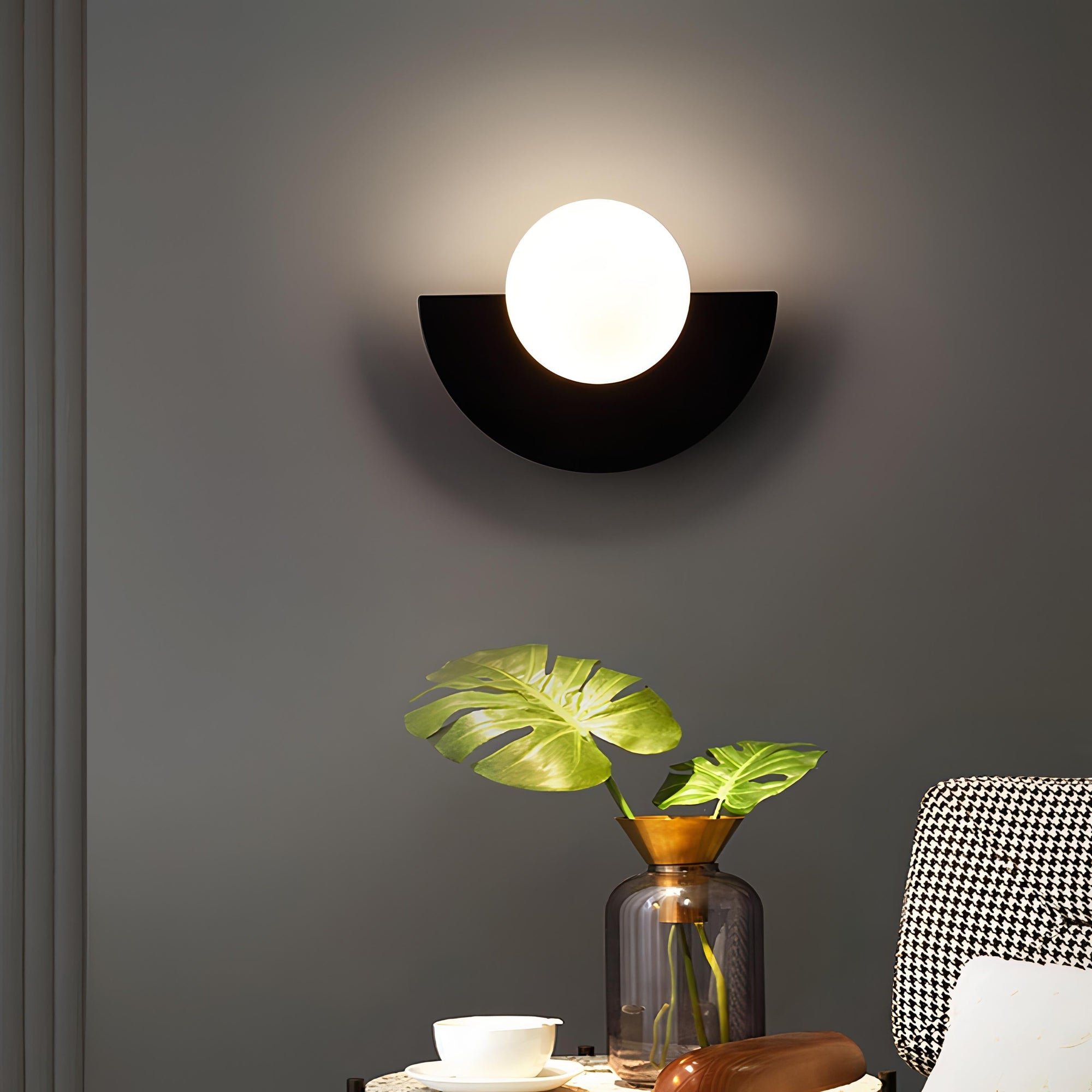 Nordic Semi-Round Wall Lamp – Contemporary LED Wall Sconce Lighting for Hallway and Living Space 2