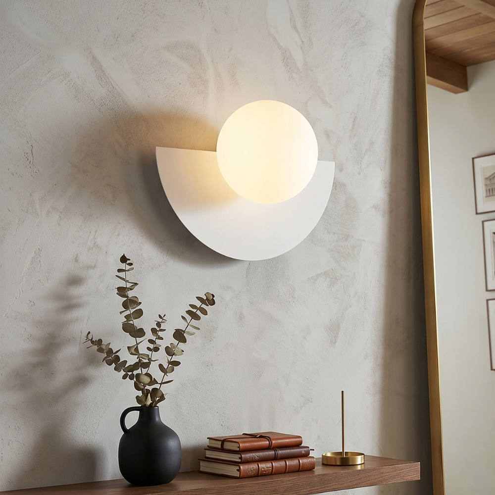 Nordic Semi-Round Wall Lamp – Contemporary LED Wall Sconce Lighting for Hallway and Living Space 97