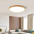 Nordic Solid Wood LED Flush Mount Ceiling Light Fixture – Ultra-Thin Design for Modern Spaces, Adjustable Brightness and Color Temperature 1