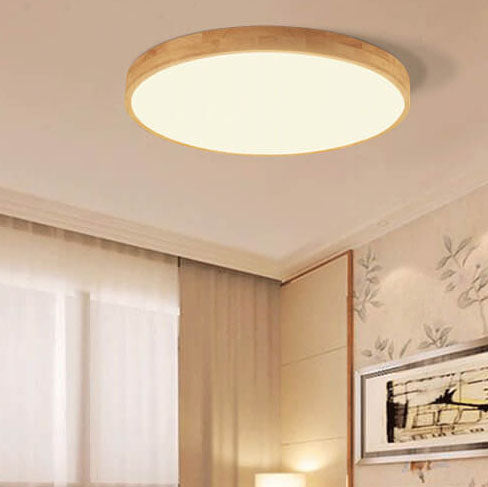 Nordic Solid Wood LED Flush Mount Ceiling Light Fixture – Ultra-Thin Design for Modern Spaces, Adjustable Brightness and Color Temperature 2