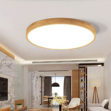 Nordic Solid Wood LED Flush Mount Ceiling Light Fixture – Ultra-Thin Design for Modern Spaces, Adjustable Brightness and Color Temperature 4