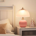 Nordic Style Half Dome Table Lamp with Ceramic and Glass Shade – Modern Bedside or Desk Lamp for Bedroom 10