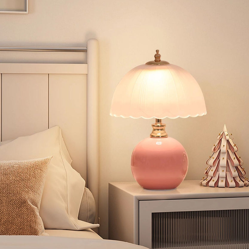 Nordic Style Half Dome Table Lamp with Ceramic and Glass Shade – Modern Bedside or Desk Lamp for Bedroom 10