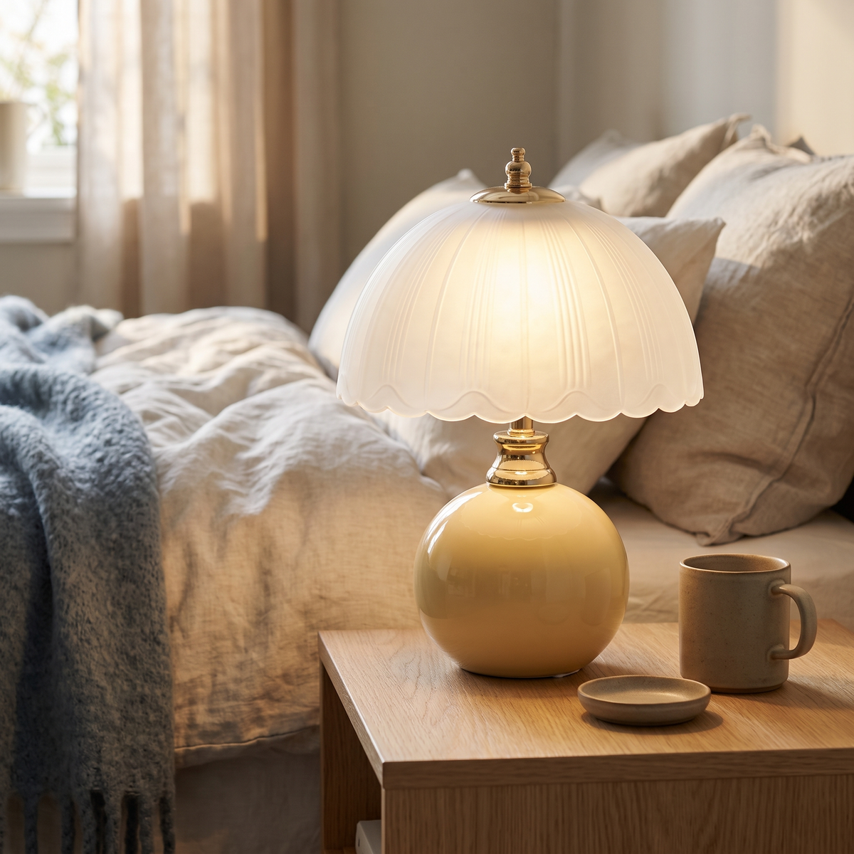 Nordic Style Half Dome Table Lamp with Ceramic and Glass Shade – Modern Bedside or Desk Lamp for Bedroom 15