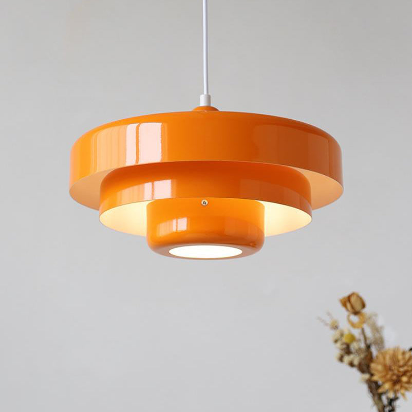 Nordic Vintage Round Metal Pendant Light – Multi-Layered Green and Orange Hanging Light for Kitchen and Home Décor 2