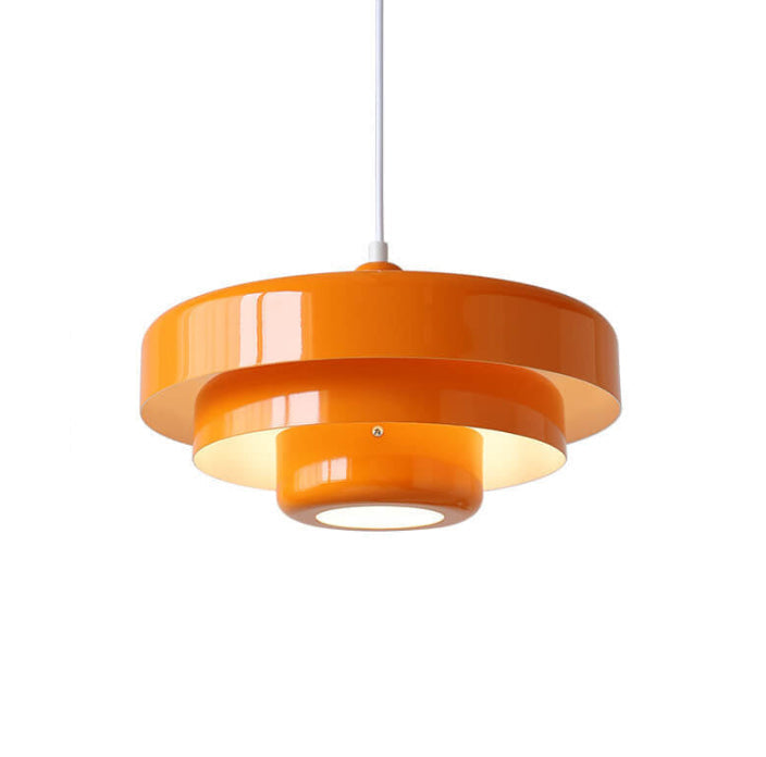 Nordic Vintage Round Metal Pendant Light – Multi-Layered Green and Orange Hanging Light for Kitchen and Home Décor 7