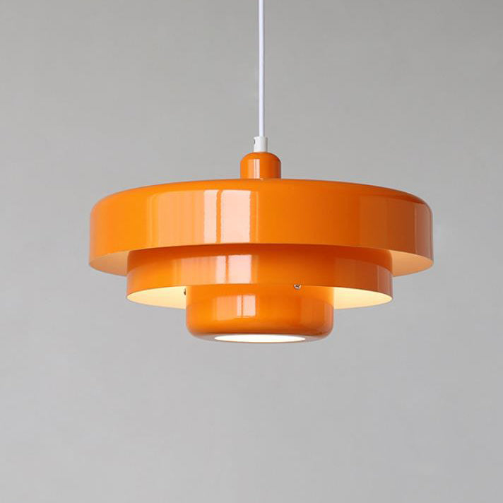 Nordic Vintage Round Metal Pendant Light – Multi-Layered Green and Orange Hanging Light for Kitchen and Home Décor 8