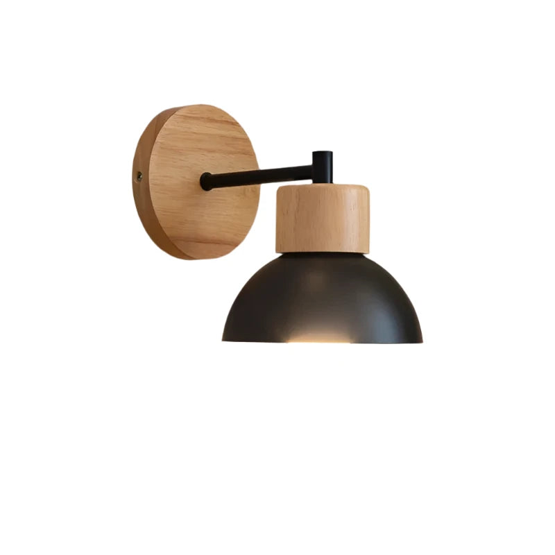 Nordic Wood Iron Shade LED Wall Light Modern Indoor Sconce Accent Home Decor Stack Clear 0