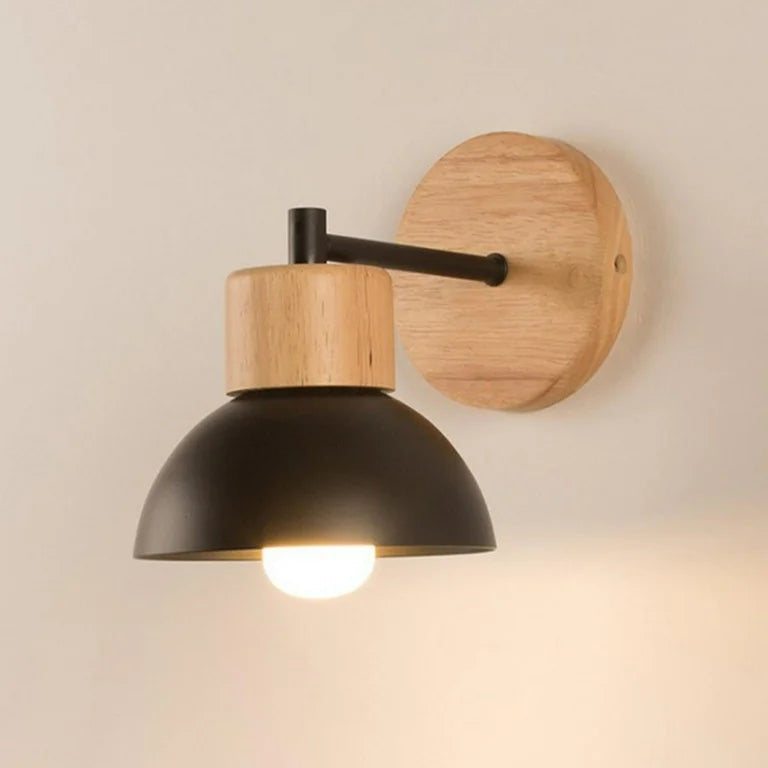 Nordic Wood Iron Shade LED Wall Light Modern Indoor Sconce Accent Home Decor Stack Clear 2