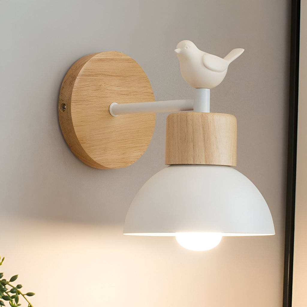 Nordic Wood Iron Shade LED Wall Light Modern Indoor Sconce Accent Home Decor Stack Clear 7