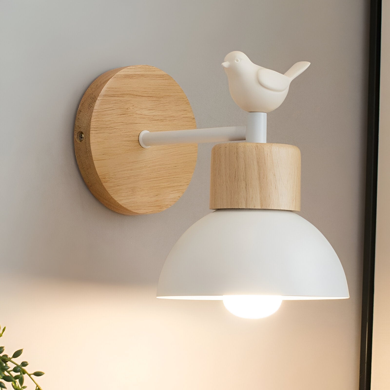 Nordic Wood Iron Shade LED Wall Light Modern Indoor Sconce Accent Home Decor Stack Clear 7