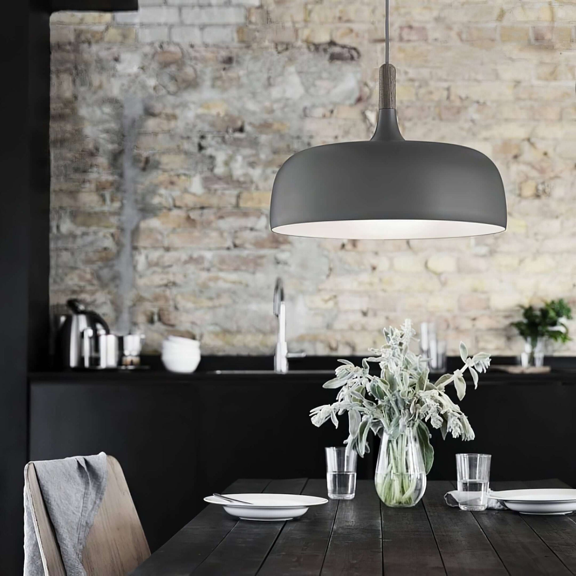 Oak Aluminium Acorn Pendant Light Dome Shade Matte Wood Finish Nordic Dining Room Kitchen Home Decor - Stack & Clear 10