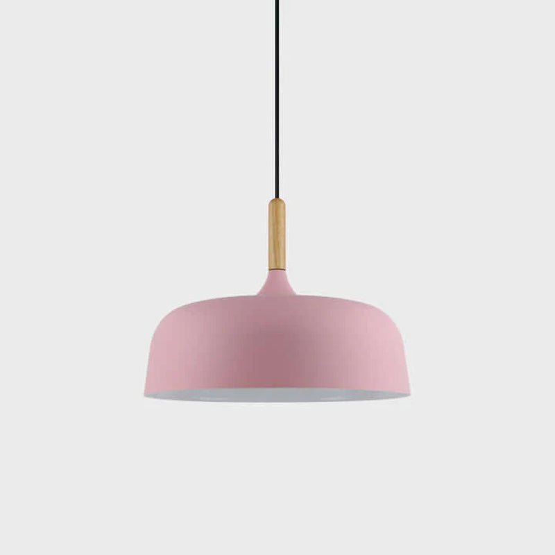 Oak Aluminium Acorn Pendant Light Dome Shade Matte Wood Finish Nordic Dining Room Kitchen Home Decor - Stack & Clear 12