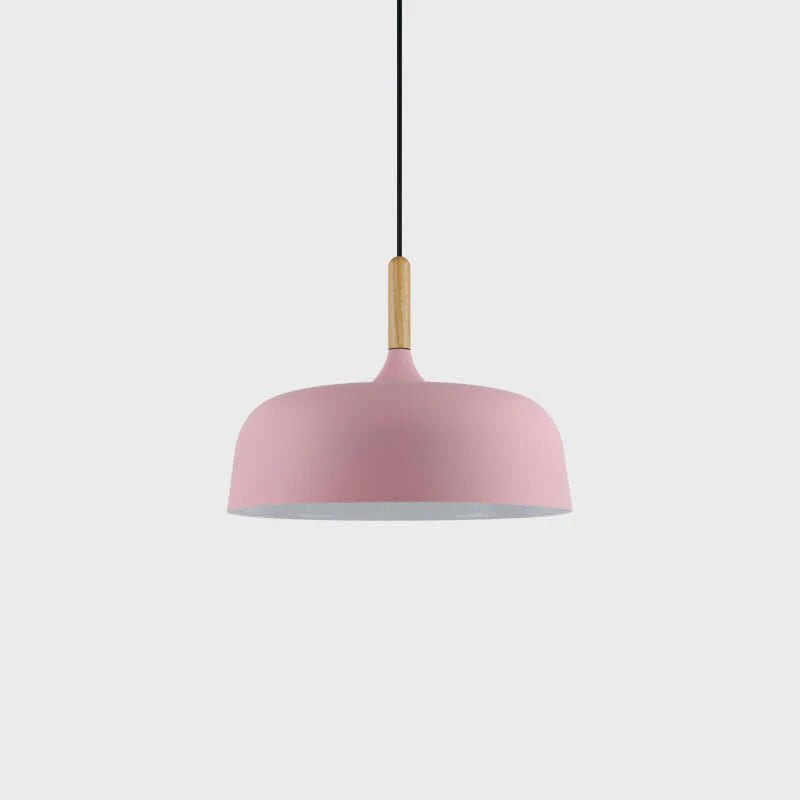 Oak Aluminium Acorn Pendant Light Dome Shade Matte Wood Finish Nordic Dining Room Kitchen Home Decor - Stack & Clear 13