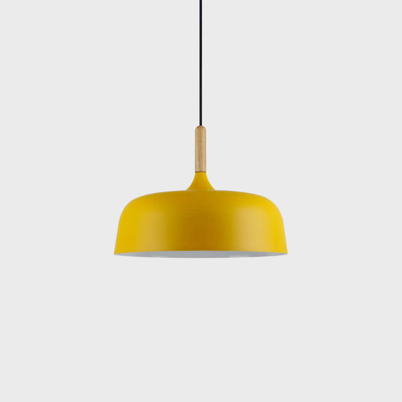 Oak Aluminium Acorn Pendant Light Dome Shade Matte Wood Finish Nordic Dining Room Kitchen Home Decor - Stack & Clear 23