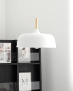 Oak Aluminium Acorn Pendant Light Dome Shade Matte Wood Finish Nordic Dining Room Kitchen Home Decor - Stack & Clear 6