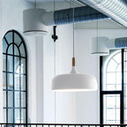 Oak Aluminium Acorn Pendant Light Dome Shade Matte Wood Finish Nordic Dining Room Kitchen Home Decor - Stack & Clear 9