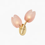Organic Blush Pink Glass Wall Sconce With Gold Finish 1