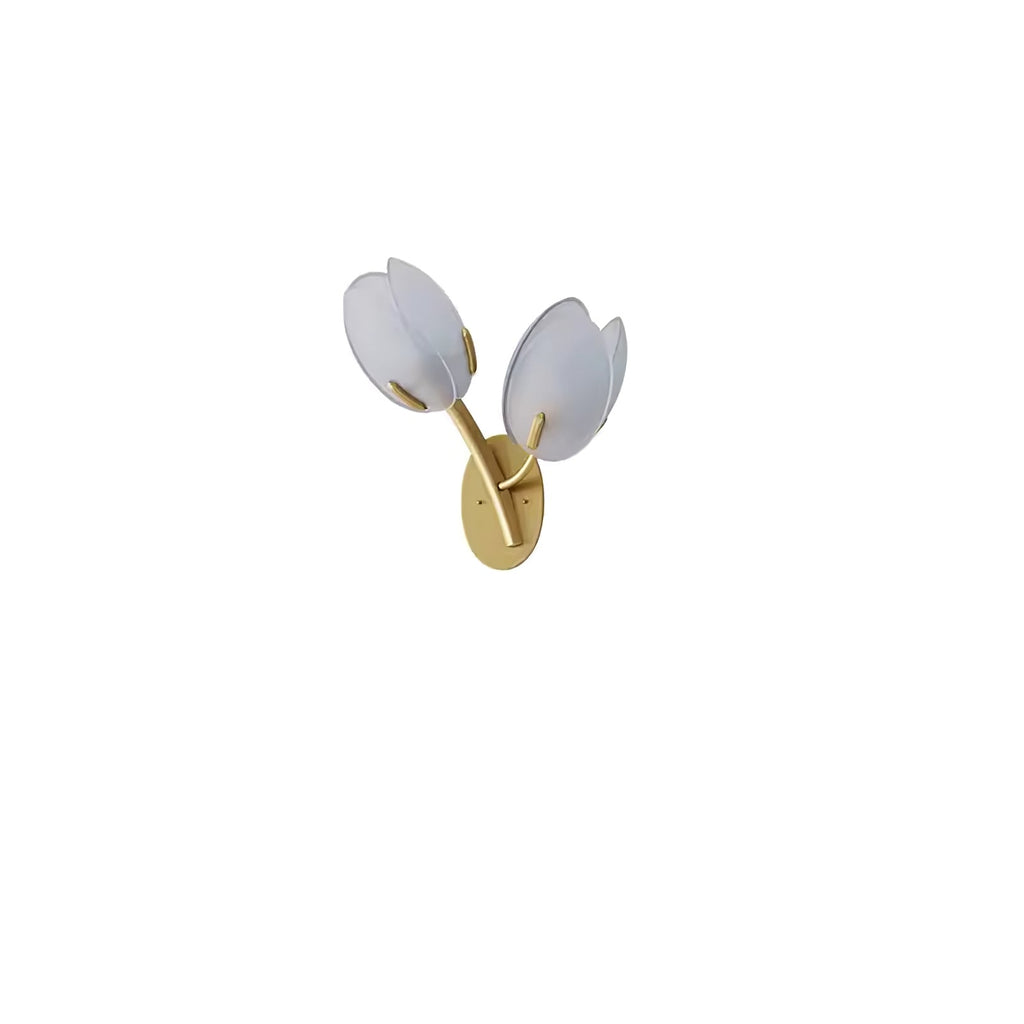 Organic Blush Pink Glass Wall Sconce With Gold Finish 14