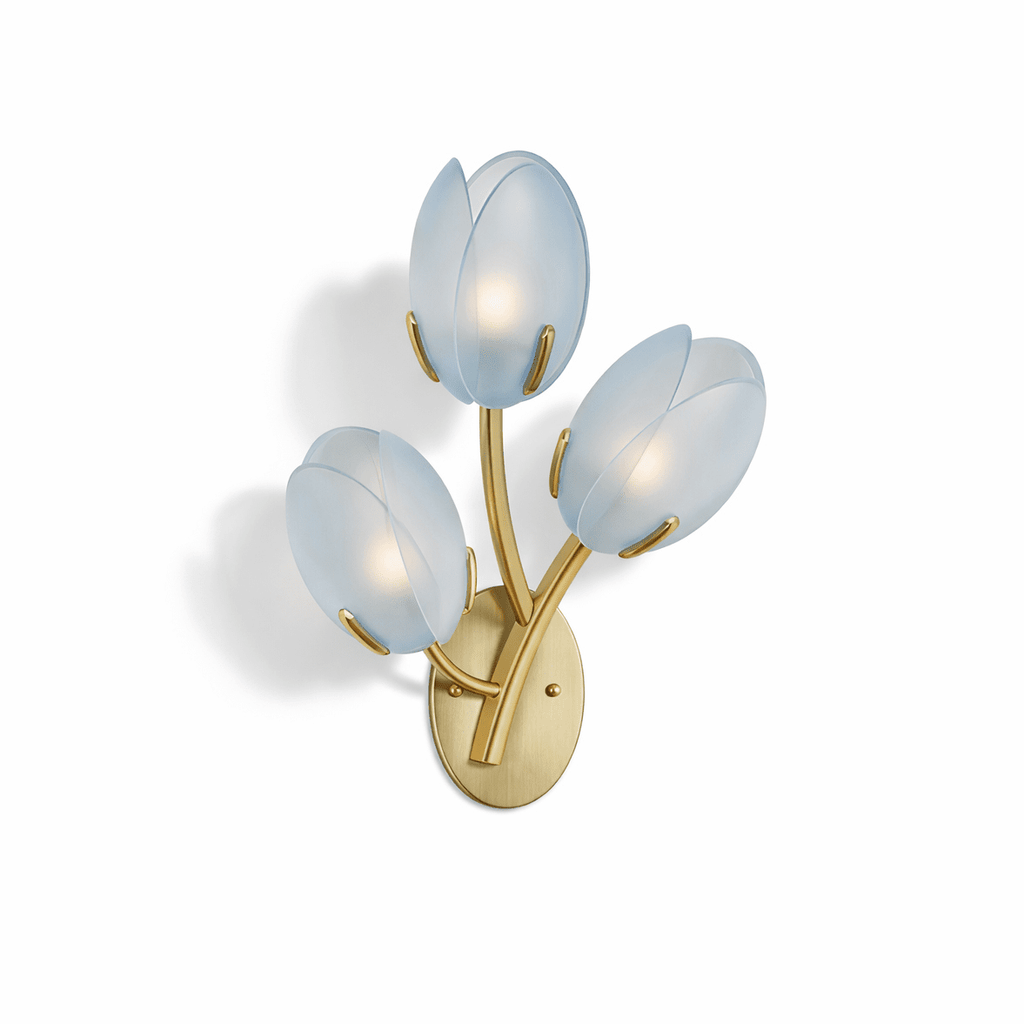 Organic Blush Pink Glass Wall Sconce With Gold Finish 16