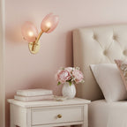 Organic Blush Pink Glass Wall Sconce With Gold Finish 2