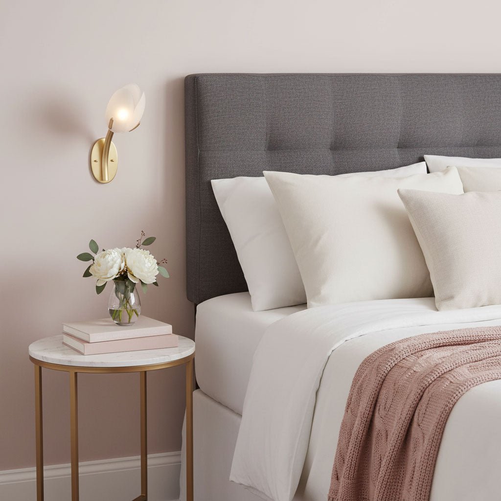 Organic Blush Pink Glass Wall Sconce With Gold Finish 8