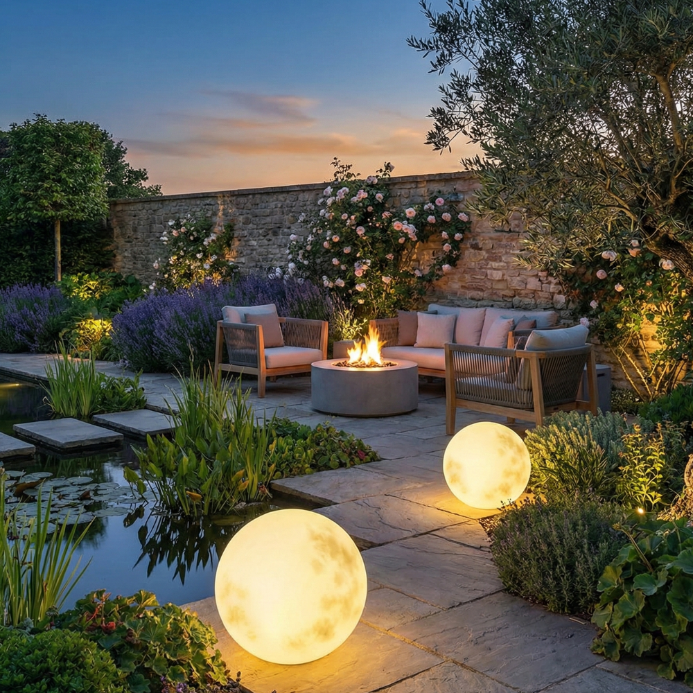 Outdoor Garden Lamp Moon Shape LED USB Rechargeable — 40cm Weather Resistant 6
