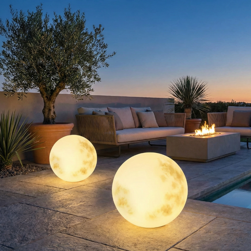 Outdoor Garden Lamp Moon Shape LED USB Rechargeable — 40cm Weather Resistant 7