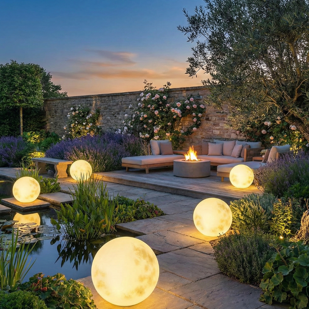 Outdoor Garden Lamp Moon Shape LED USB Rechargeable — 40cm Weather Resistant 8