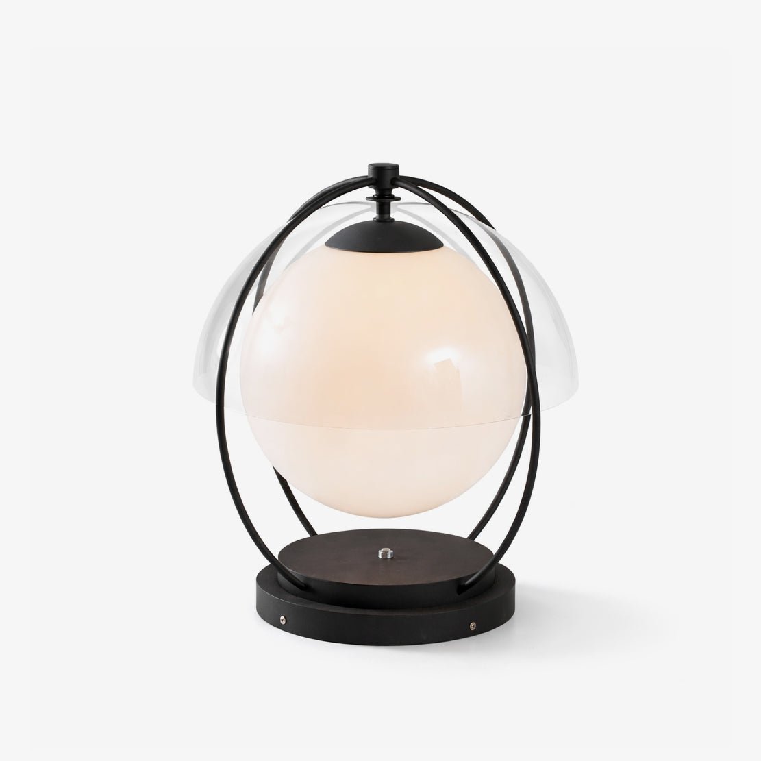 Outdoor Globe Table Lamp Black Metal Frame LED Waterproof IP65 Patio Garden Home Decor - Stack & Clear 0