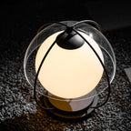 Outdoor Globe Table Lamp Black Metal Frame LED Waterproof IP65 Patio Garden Home Decor - Stack & Clear 2