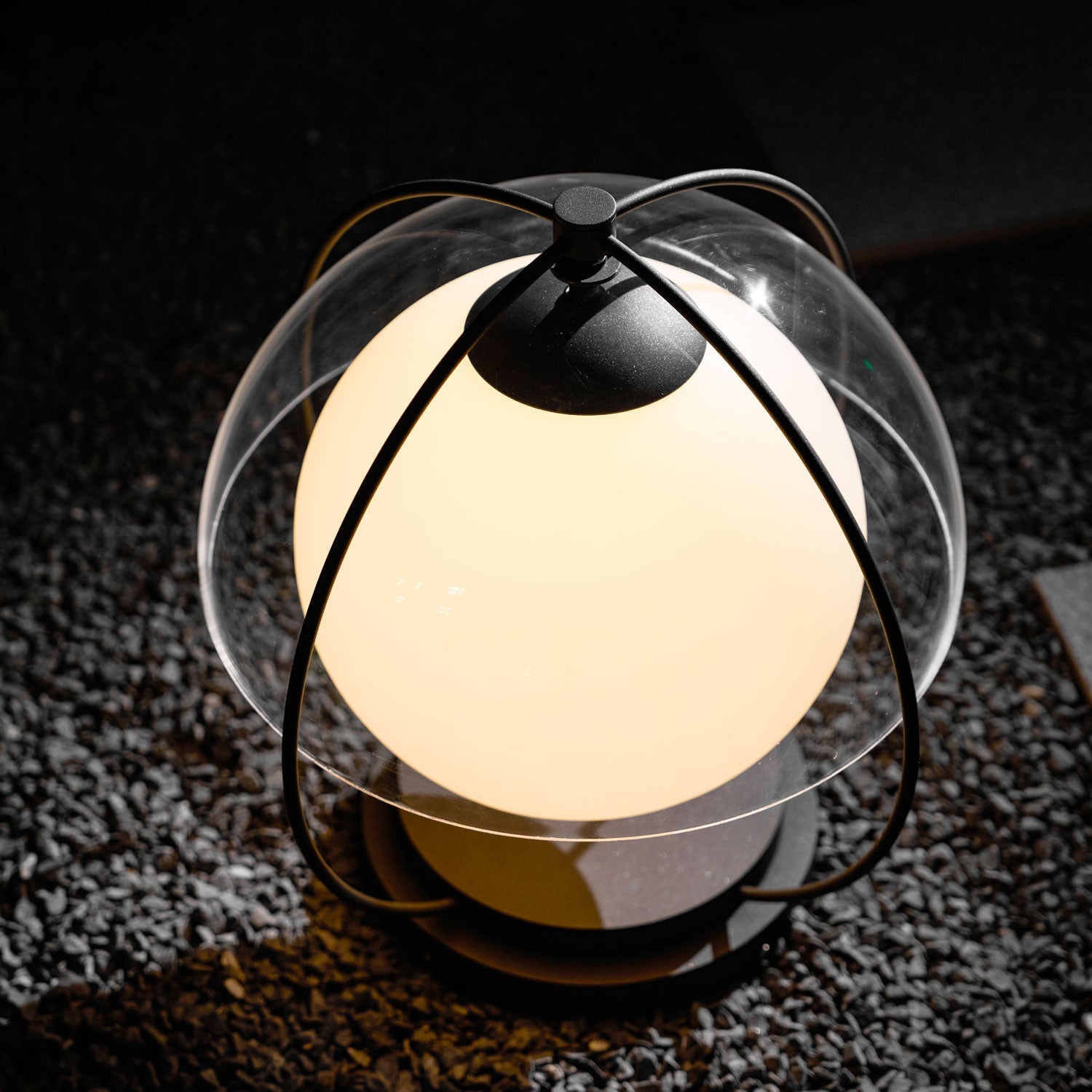 Outdoor Globe Table Lamp Black Metal Frame LED Waterproof IP65 Patio Garden Home Decor - Stack & Clear 2