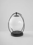 Outdoor Globe Table Lamp Black Metal Frame LED Waterproof IP65 Patio Garden Home Decor - Stack & Clear 3