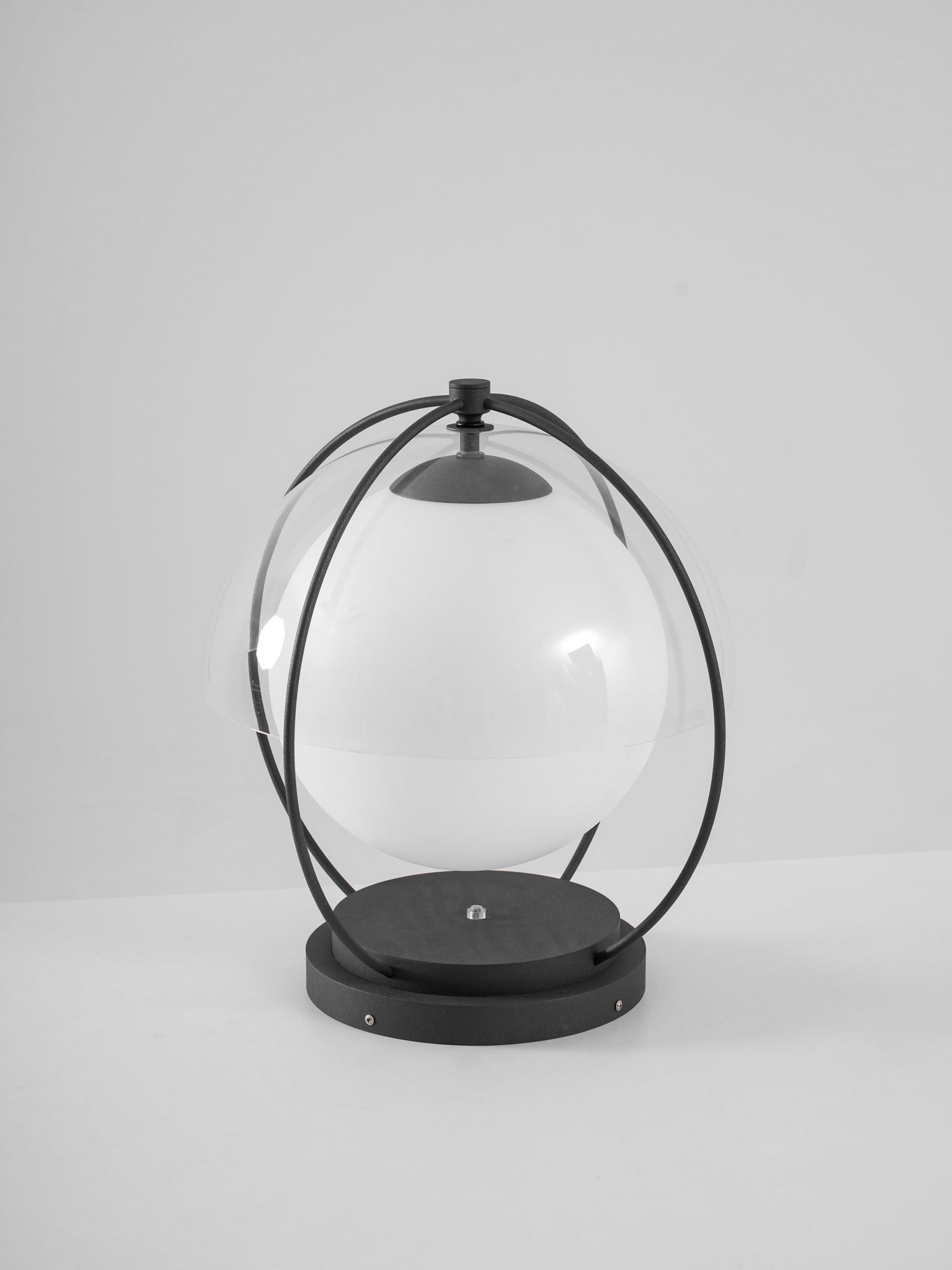 Outdoor Globe Table Lamp Black Metal Frame LED Waterproof IP65 Patio Garden Home Decor - Stack & Clear 4