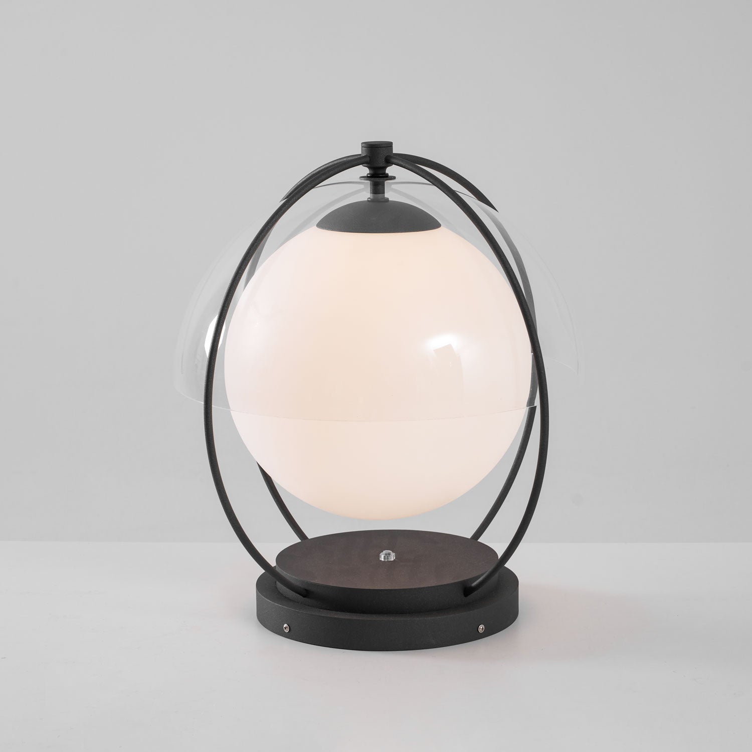 Outdoor Globe Table Lamp Black Metal Frame LED Waterproof IP65 Patio Garden Home Decor - Stack & Clear 5
