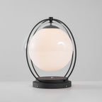 Outdoor Globe Table Lamp Black Metal Frame LED Waterproof IP65 Patio Garden Home Decor - Stack & Clear 6