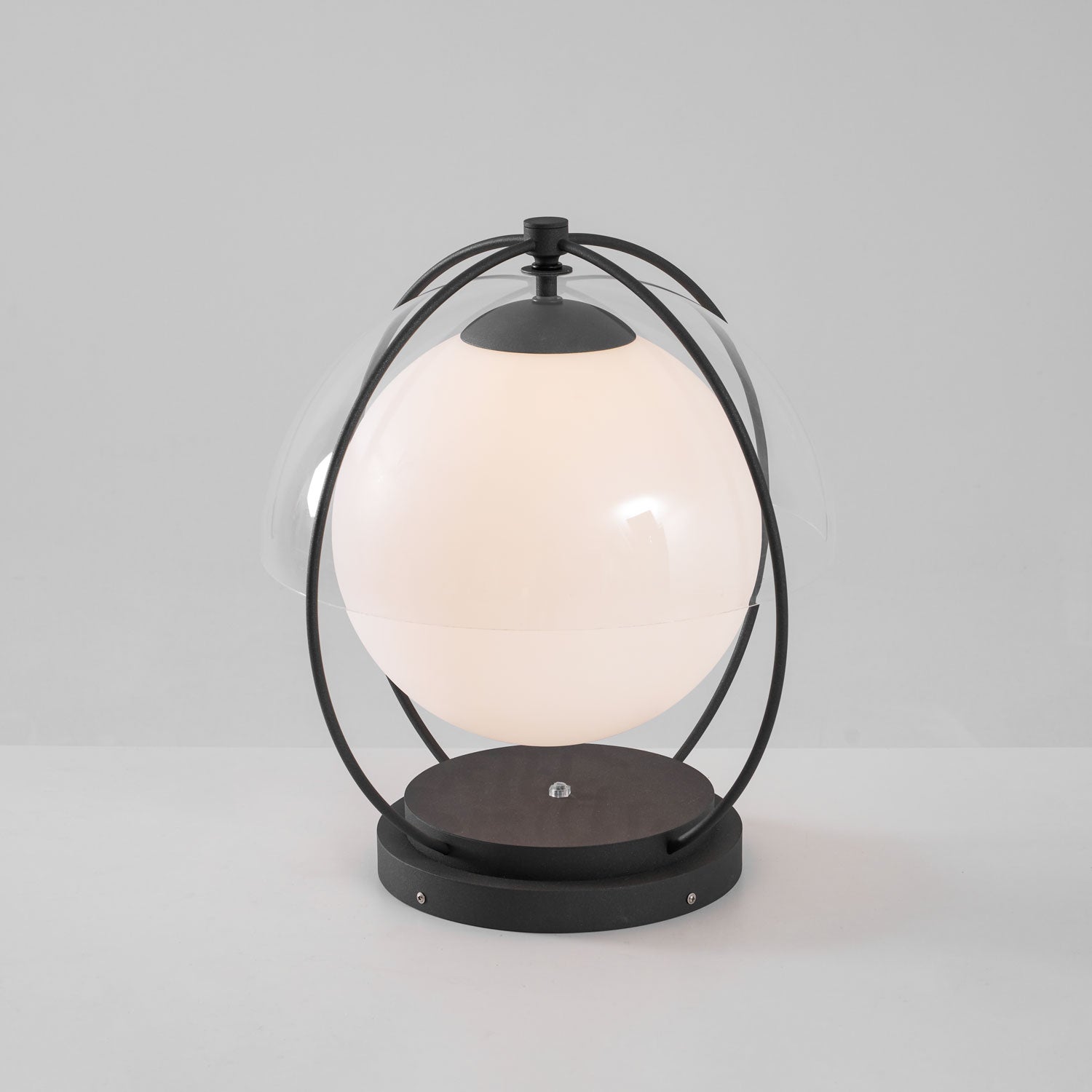 Outdoor Globe Table Lamp Black Metal Frame LED Waterproof IP65 Patio Garden Home Decor - Stack & Clear 7
