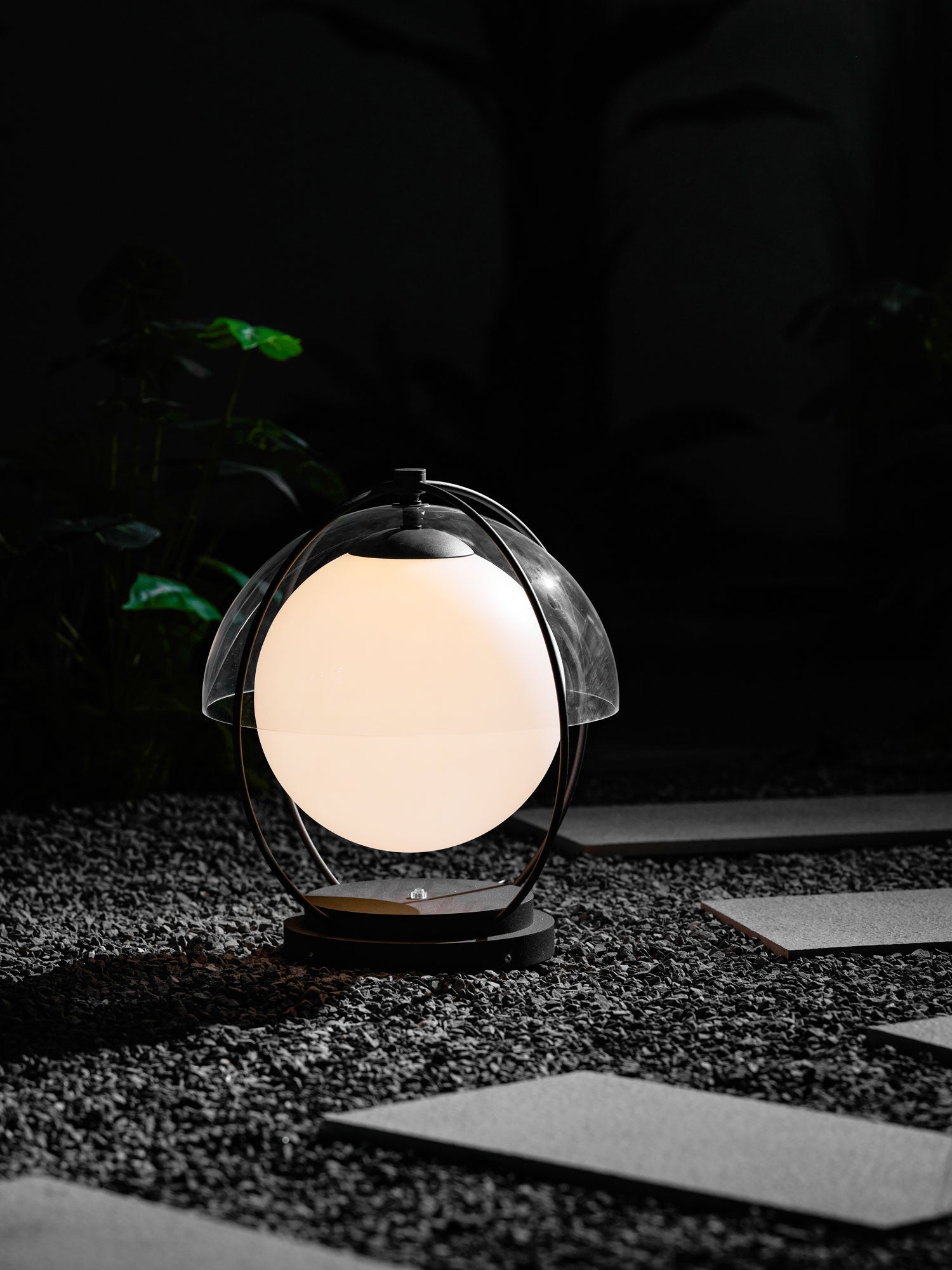 Outdoor Globe Table Lamp Black Metal Frame LED Waterproof IP65 Patio Garden Home Decor - Stack & Clear 8