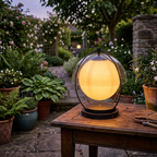 Outdoor Globe Table Lamp Black Metal Frame LED Waterproof IP65 Patio Garden Home Decor - Stack & Clear 97